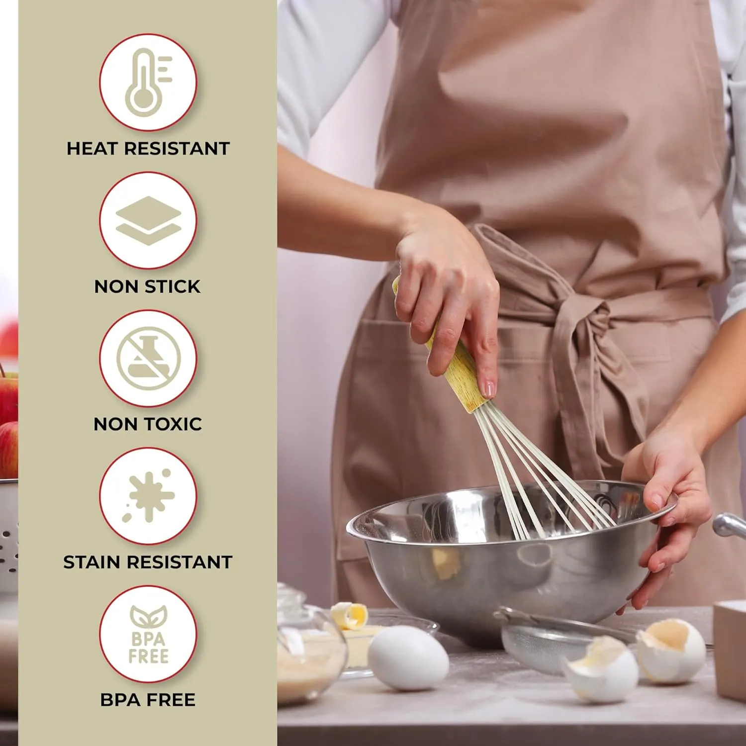 Kaluns 50 PCS Silicone Kitchen Utensils Set Complete Kitchen Set - 800°F Heat Resistant Non-Stick Premium Cooking Utensils W Wooden Handles - Can Opener, Masher, Turner, Silicone Spatula Set