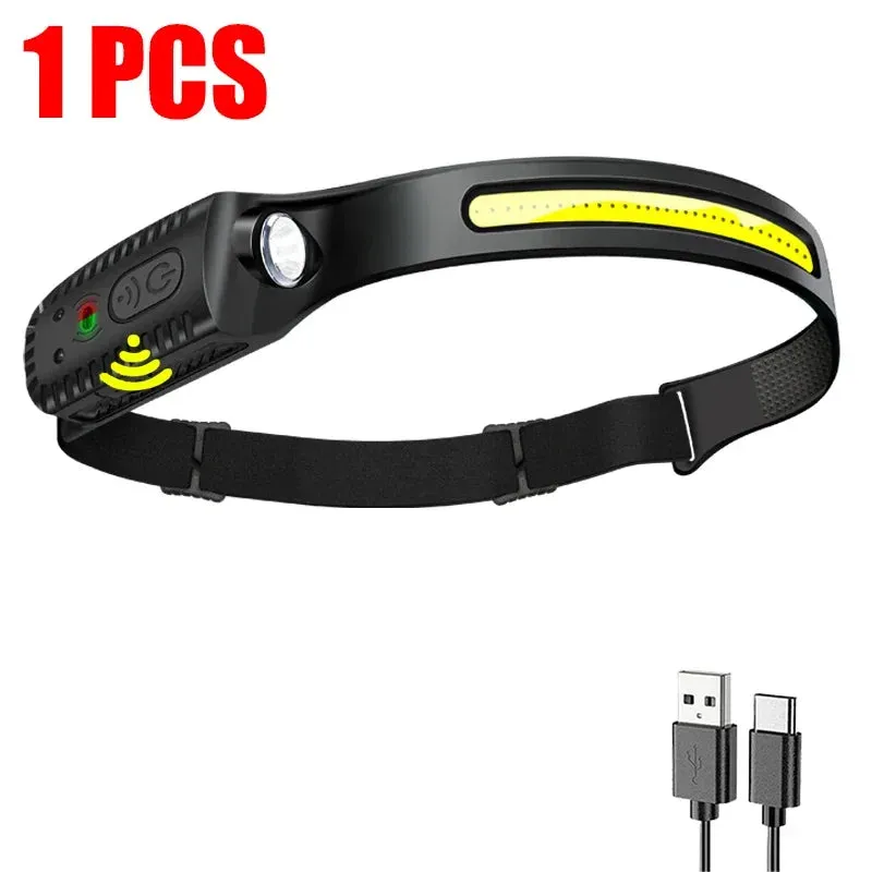 KDULIT 450LM Sensor LED Headlamp – USB Rechargeable Head Torch for Camping & Fishing