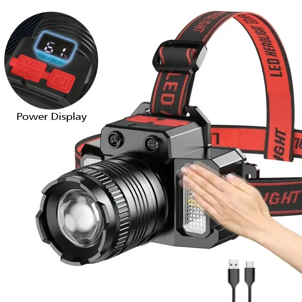 KDULIT 450LM Sensor LED Headlamp – USB Rechargeable Head Torch for Camping & Fishing