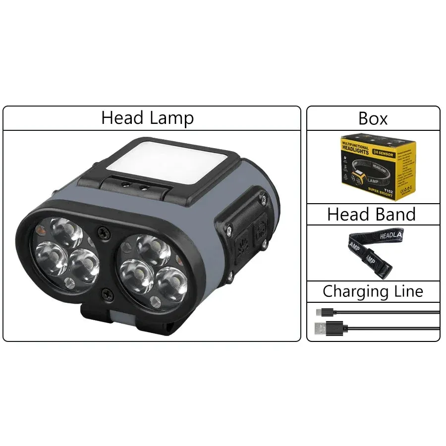 KDULIT 450LM Sensor LED Headlamp – USB Rechargeable Head Torch for Camping & Fishing