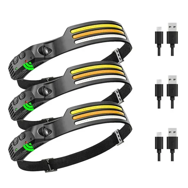 KDULIT 450LM Sensor LED Headlamp – USB Rechargeable Head Torch for Camping & Fishing