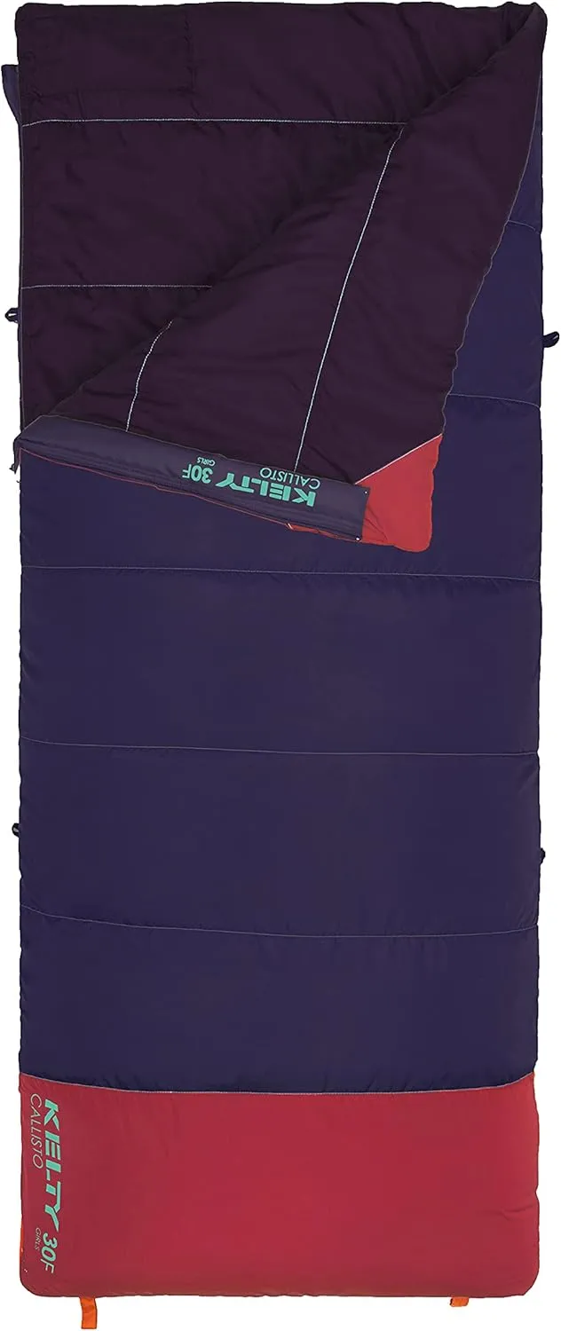 Kelty Camping-and-Hiking-Equipment Kelty Callisto Kids 30 Degree Synthetic Insulated Sleeping Bag, Soft Shell, Stuff Sack Included for Boys and Girls