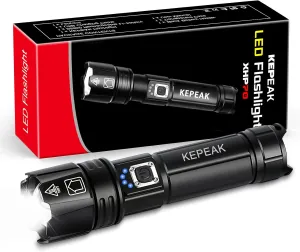 KEPEAK Flashlight, Rechargeable Flashlights High Lumens, 2000 Lumens Super Bright LED Flash Light, Powerful, Zoomable, Tactical Flashlight for Camping, Emergency