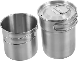 KESYOO Outdoor Handle Water Cup 2pcs 304 Stainless Steel Collapsible Camping Cups with Lids Versatile Camping Cookware