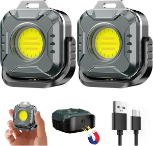 Keychain Flashlight, 2pack 500 Lumens Work Light Magnetic LED Light Rechargeable, 6 Lighting Model Mini Flashlight for Job Site, Car Repairing, Camping, Night Working, Running