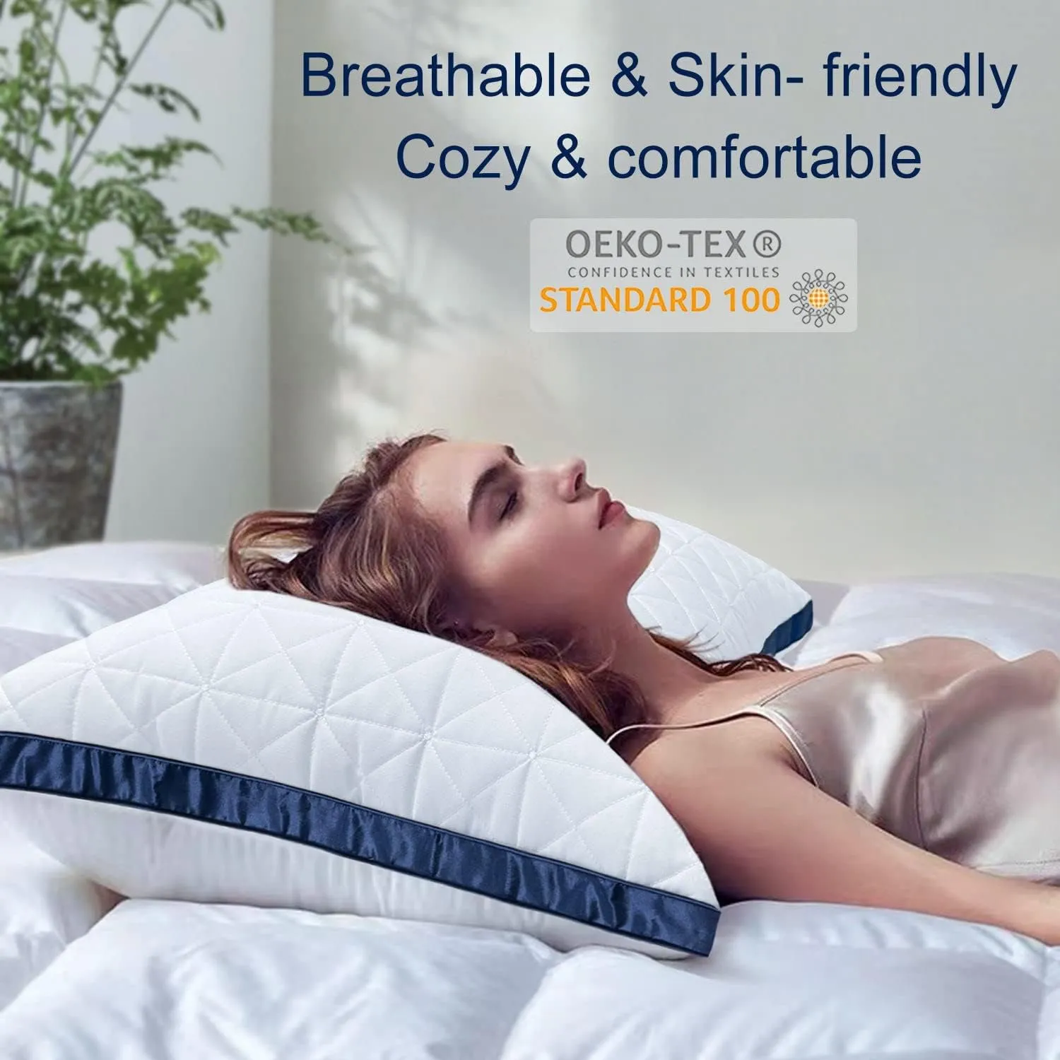 King Size Pillows Set of 2 - Cooling Hotel Luxury Bed Pillows for Sleeping 2 Pack, Supportive Breathable Down Alternative Gusseted Pillow for Side Stomach or Back Sleepers