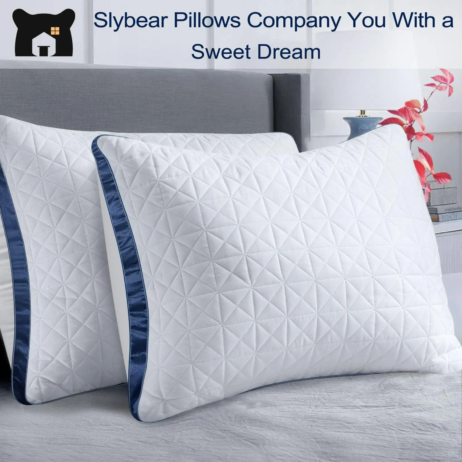 King Size Pillows Set of 2 - Cooling Hotel Luxury Bed Pillows for Sleeping 2 Pack, Supportive Breathable Down Alternative Gusseted Pillow for Side Stomach or Back Sleepers