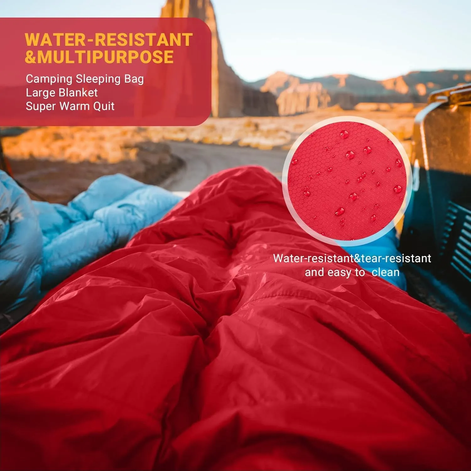 KingCamp Double Sleeping Bag for Adults, Queen Size 2 Person XXL Flannel Sleeping Bag, Waterproof Lightweight Flannel Quilt with 2 Pillows, Perfect for Couples Family Camping Hiking