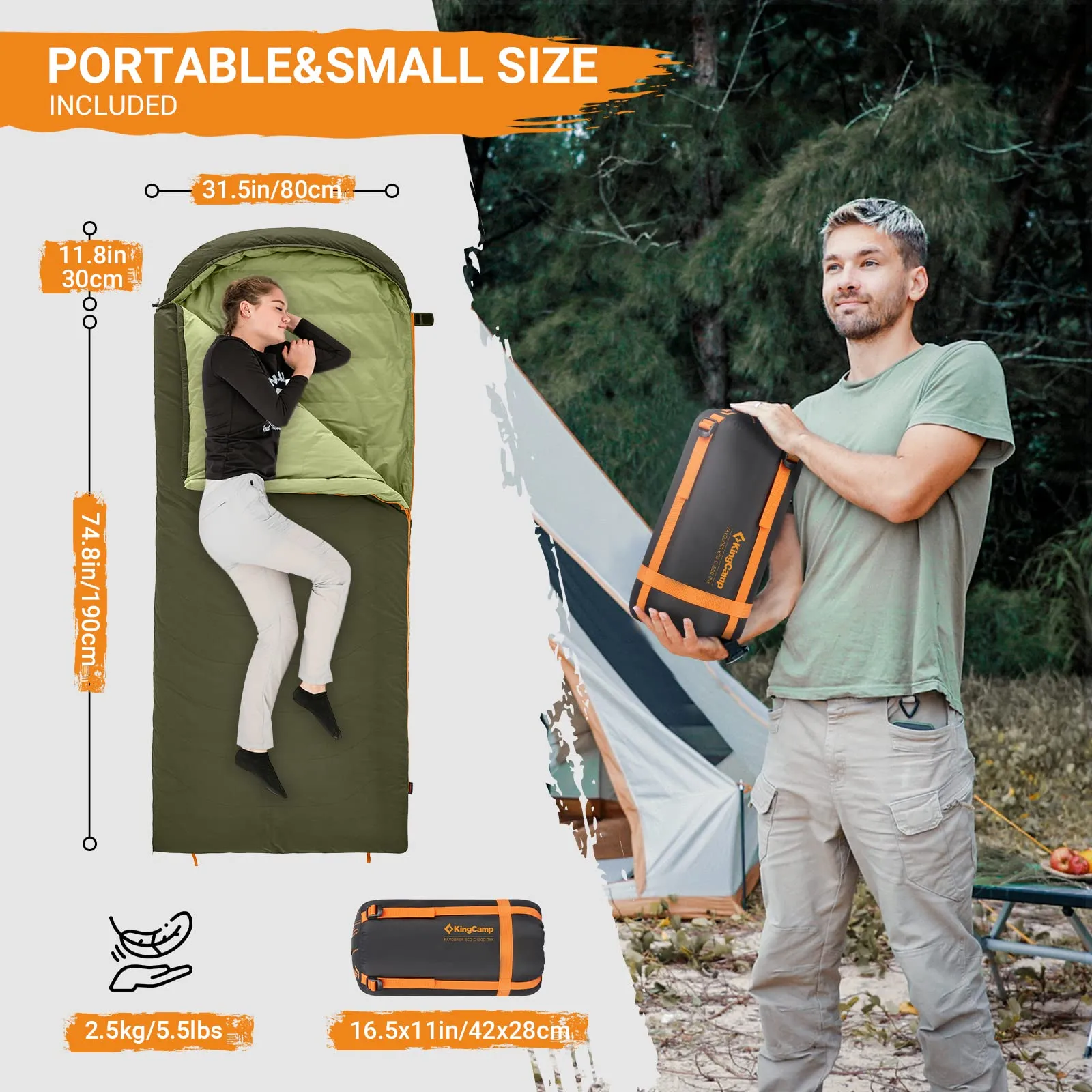 KingCamp Ultralight Down 0 Sleeping Bag with Compression Sack