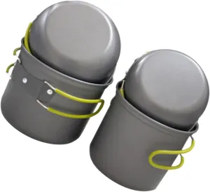 Kisangel Camping Pot and Plates Set Portable Outdoor Cookware Non Stick Easy to Clean Multi-Purpose Lid for Picnic