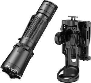 klarus Tactical Flashlight with Holster, XT11GT Pro 3300 Lumens Tactical Flashlight with Rotating Holster Combo | USB-C Rechargeable, 4000mAh Battery, 1345ft Beam, Tactical Dual-Switch