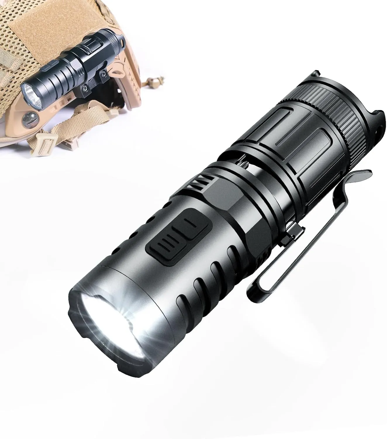 klarus XT1C Pro Helmet Tactical Flashlight, 1000 Lumens Bright Hard Hat Light, with Helmet Mount, One Click Fast Response, Military Accessories for Firefighter, Police and Guard