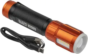 Klein Tools 56412 Rechargeable LED Flashlight with Flood Light, 500 lumens, USB-C Rechargeable, Pocket Clip, Magnet, for Professional Work