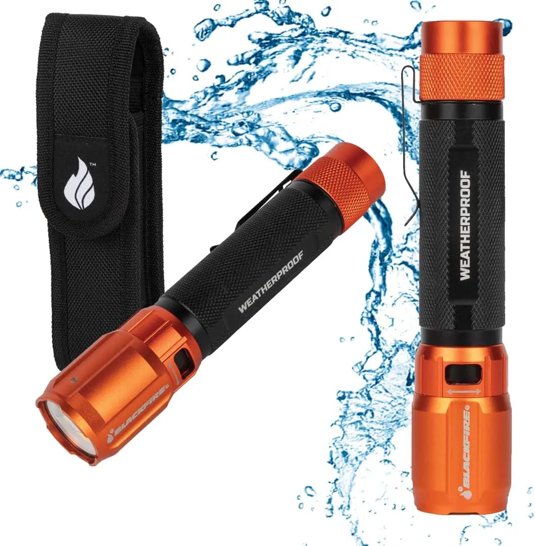 Klein Tools Outdoors - Rechargeable 2-Color LED Weatherproof Flashlight BBM6413, 1000 Lumens, Holster and USB-C Cable Included, RED LED, Spotlight, and Flood Light, for Outdoor Use