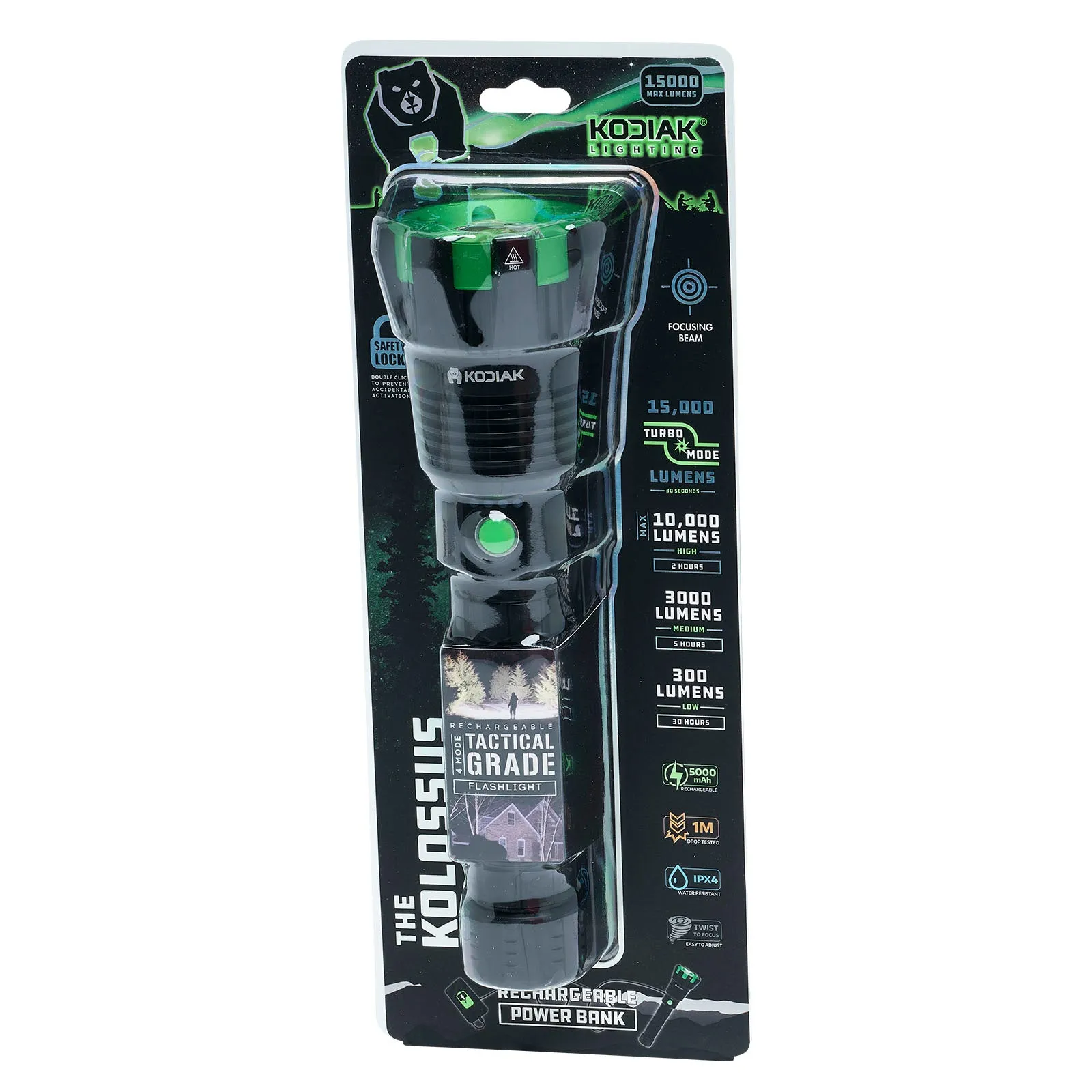 Kodiak® Kolossus 15000 Lumen Rechargeable Tactical Flashlight