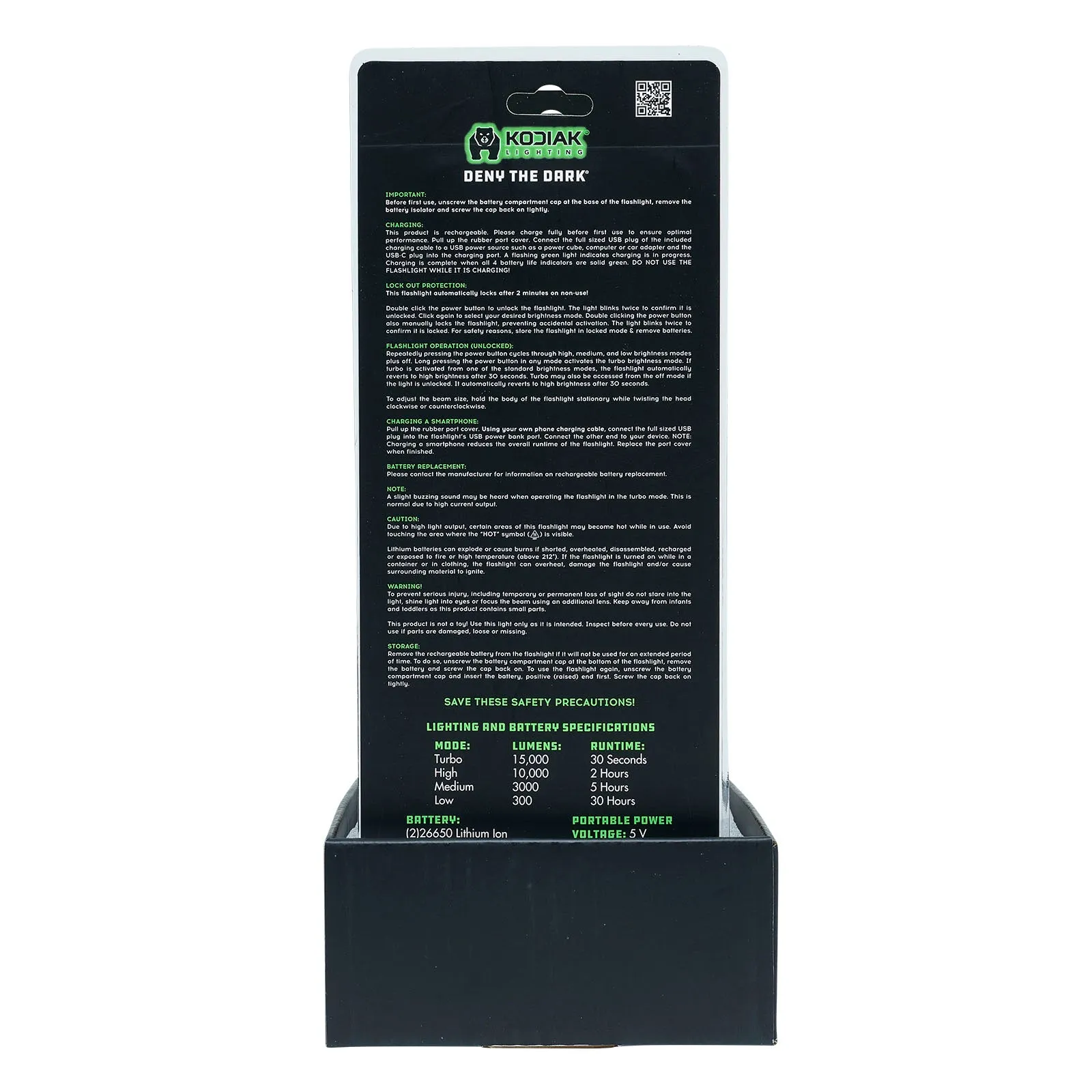 Kodiak® Kolossus 15000 Lumen Rechargeable Tactical Flashlight