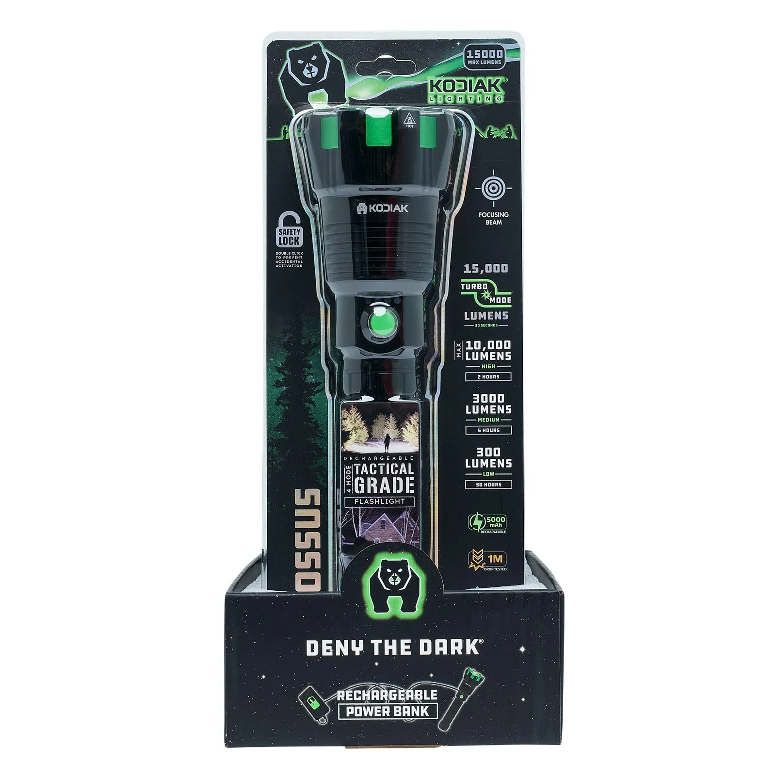 Kodiak® Kolossus 15000 Lumen Rechargeable Tactical Flashlight