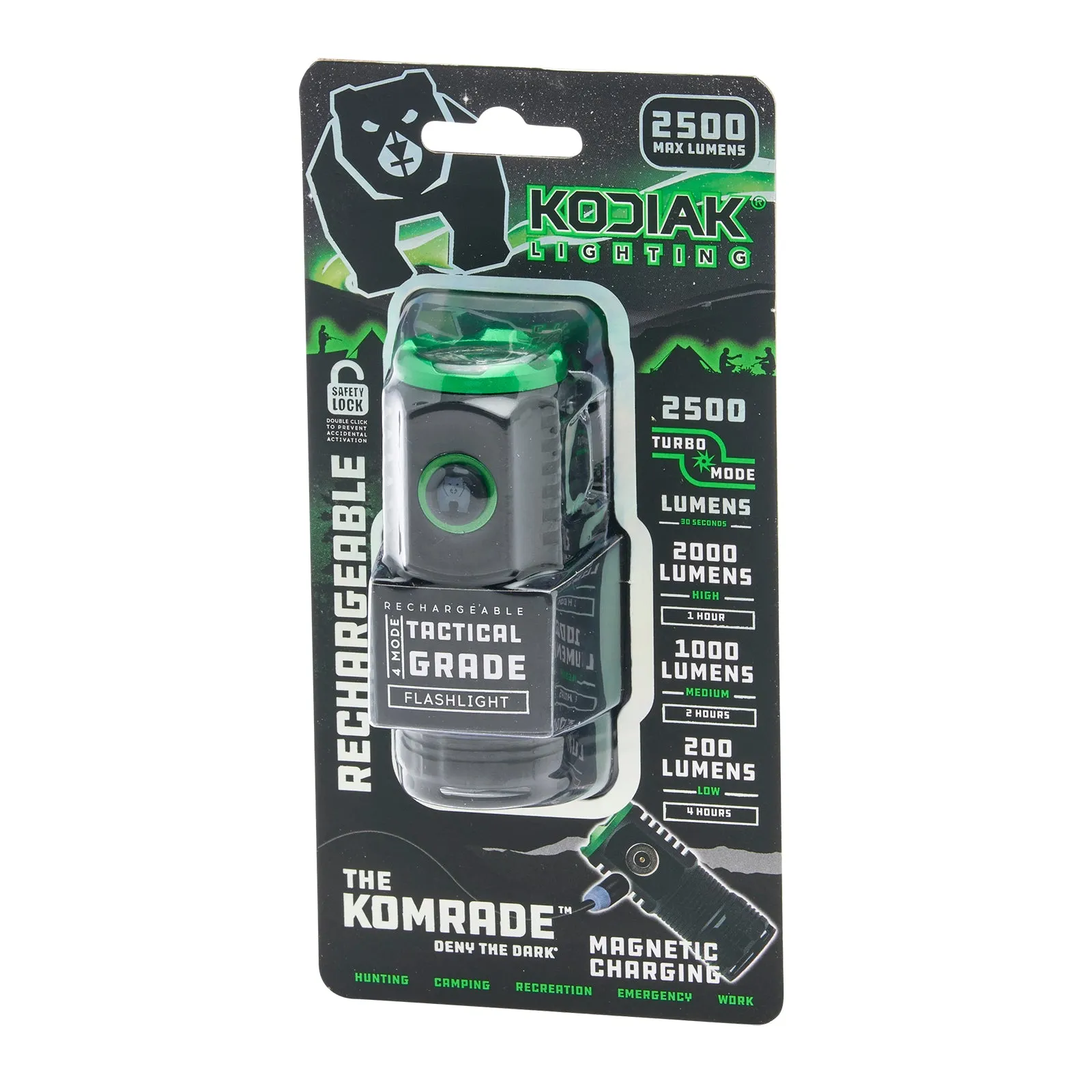 Kodiak® Komrade® 2500 Lumen Compact Rechargeable Tactical Flashlight