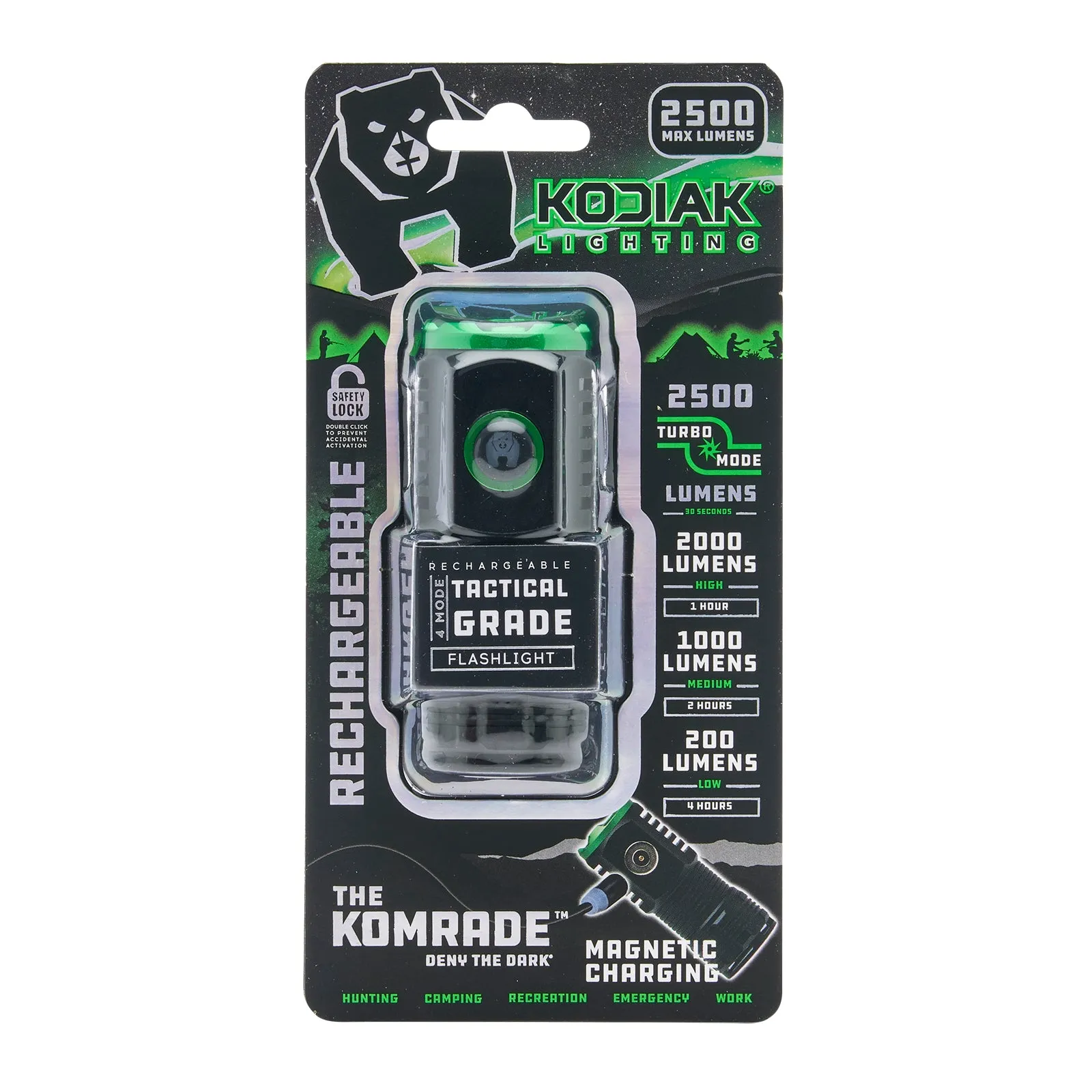 Kodiak® Komrade® 2500 Lumen Compact Rechargeable Tactical Flashlight