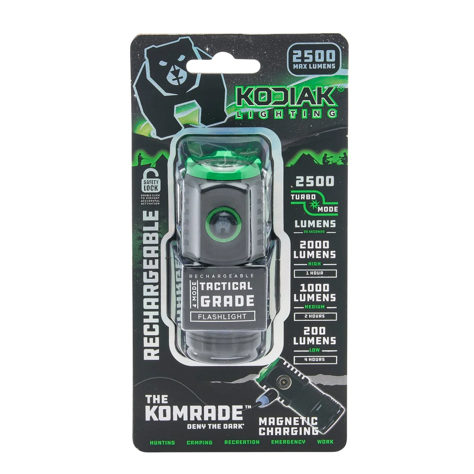 Kodiak® Komrade® 2500 Lumen Compact Rechargeable Tactical Flashlight