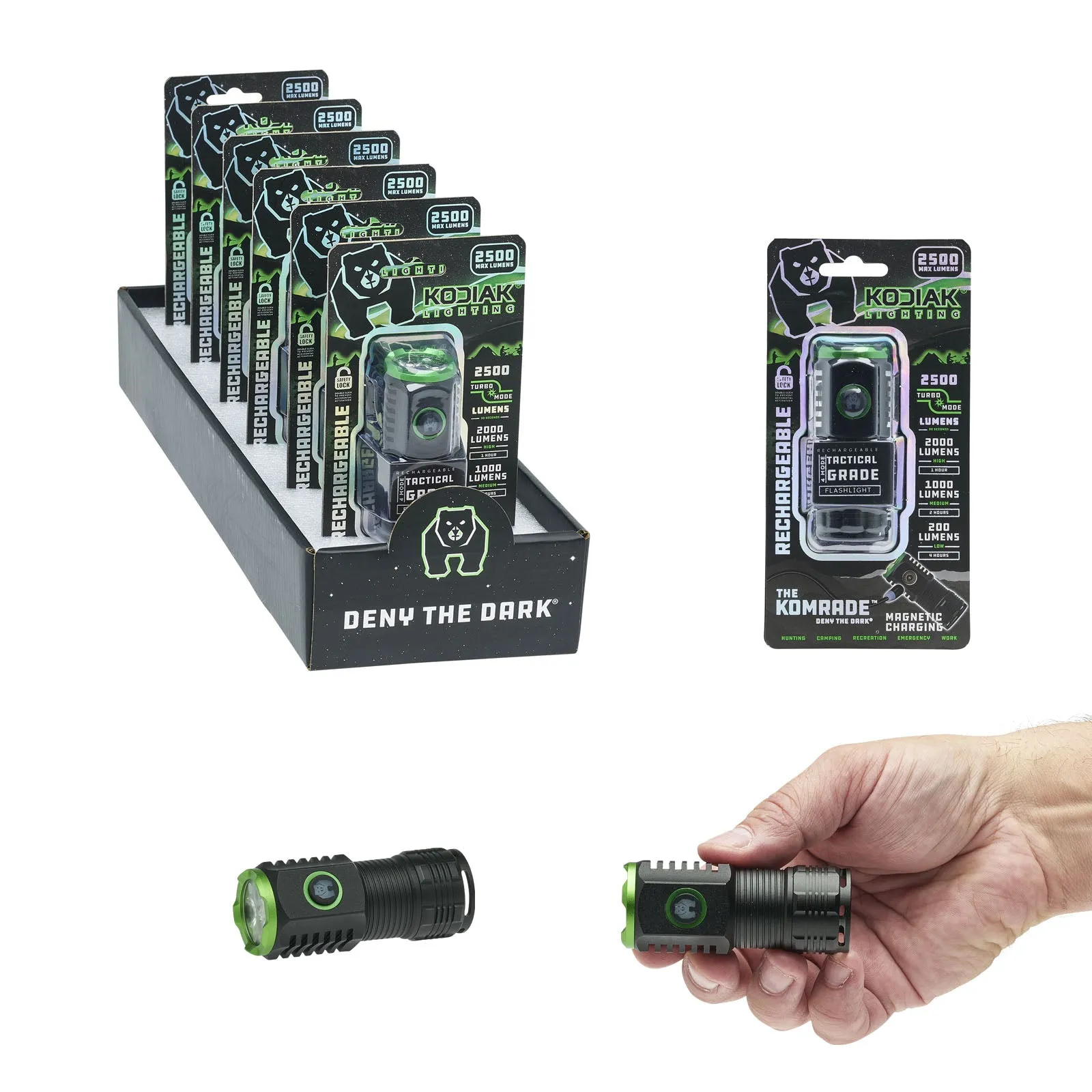 Kodiak® Komrade® 2500 Lumen Compact Rechargeable Tactical Flashlight