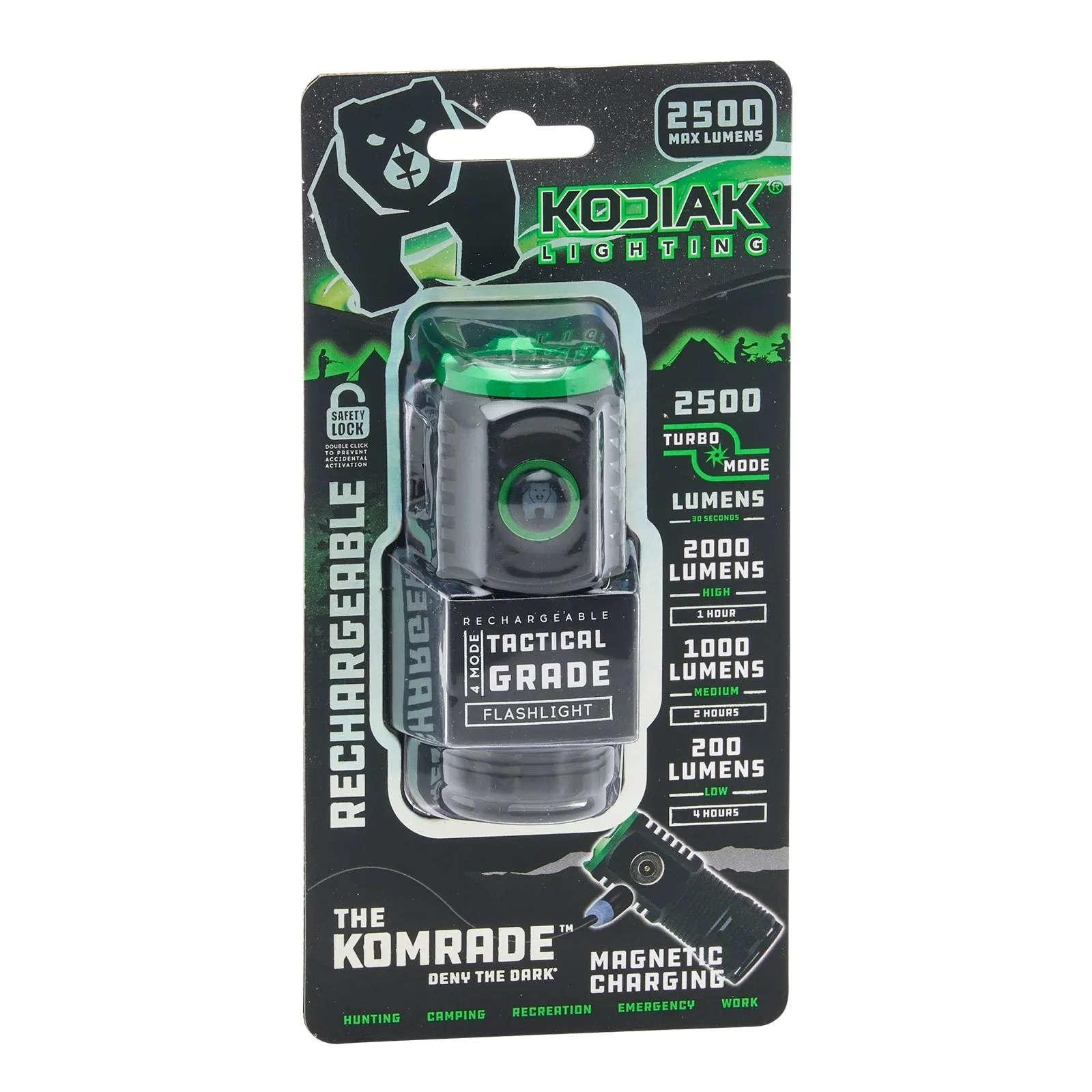 Kodiak® Komrade® 2500 Lumen Compact Rechargeable Tactical Flashlight
