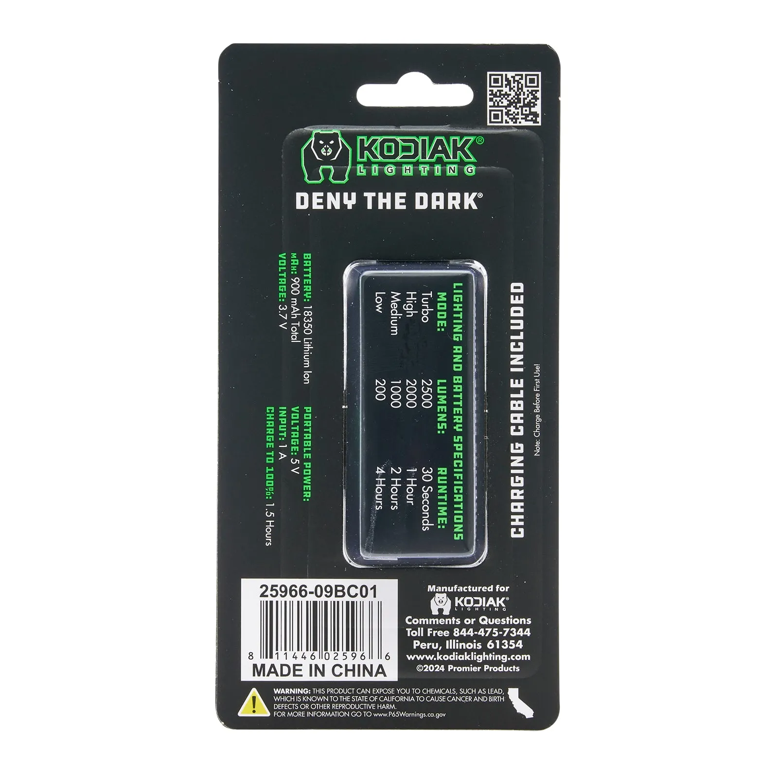 Kodiak® Komrade® 2500 Lumen Compact Rechargeable Tactical Flashlight