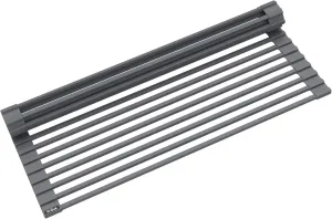 Kraus Multipurpose Over-Sink Roll-Up Dish Drying Rack, Colander and Trivet in Dark Grey, KRM-10DG