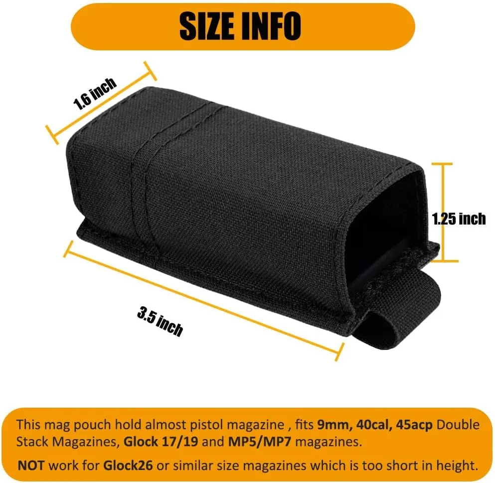 KRYDEX Single/Double Pistol Mag Pouch, Nylon Magazine Pouch 9mm with Quick Release Magazine Pouch Insert