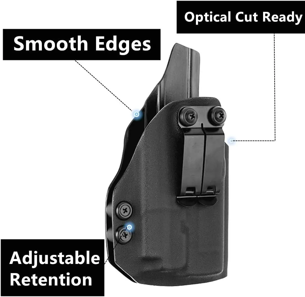 kydex IWB Holster for Glock 17 19 45 MOS Taurus G2C G3C G3 Toro Springfield Hellcat with Olight PL-Mini 2 Valkyrie 600 Lumens Tactical Flashlight red dot Optics RMR Cut…
