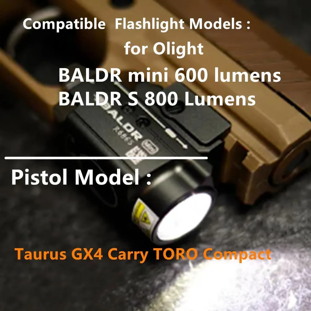 Kydex IWB Holster for Glock 17, 19, 45, Taurus G2C, G3C, G3, w/Olight Baldr S, Baldr Mini Tactical Flashlight, Concealed Carry