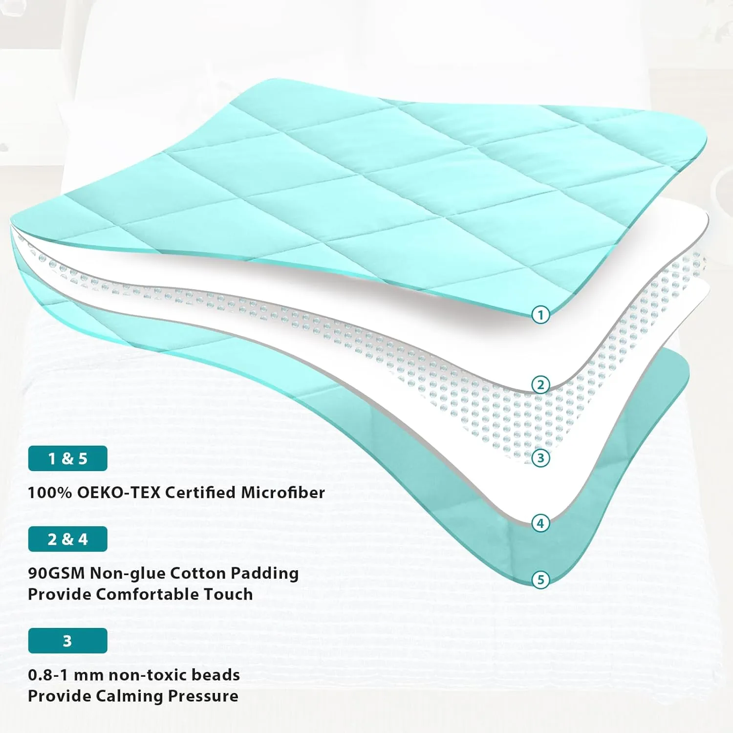 L'AGRATY Weighted Blanket - 48"x72" 15lbs Cooling Breathable Heavy Blanket with Glass Beads for Adult All-Season