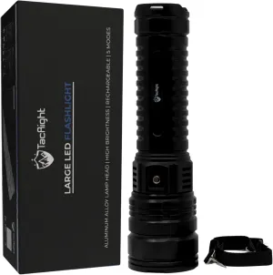 Large LED Flashlight - 10,000 Lumens, Portable Ultra Bright Flashlight, Camping Accessories, USB-C Charging, Camping Tool, Search & Rescue Tool, Gifts for Men, for Hiking & Night Fishing