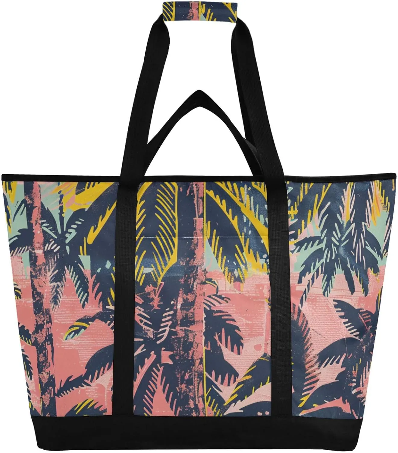 Large Soft Sided Cooler Bag for Hot/Cold Food Travel or Beach Cooler Bags for Travel Lunch Camping Beach Tropical Aesthetics Summer
