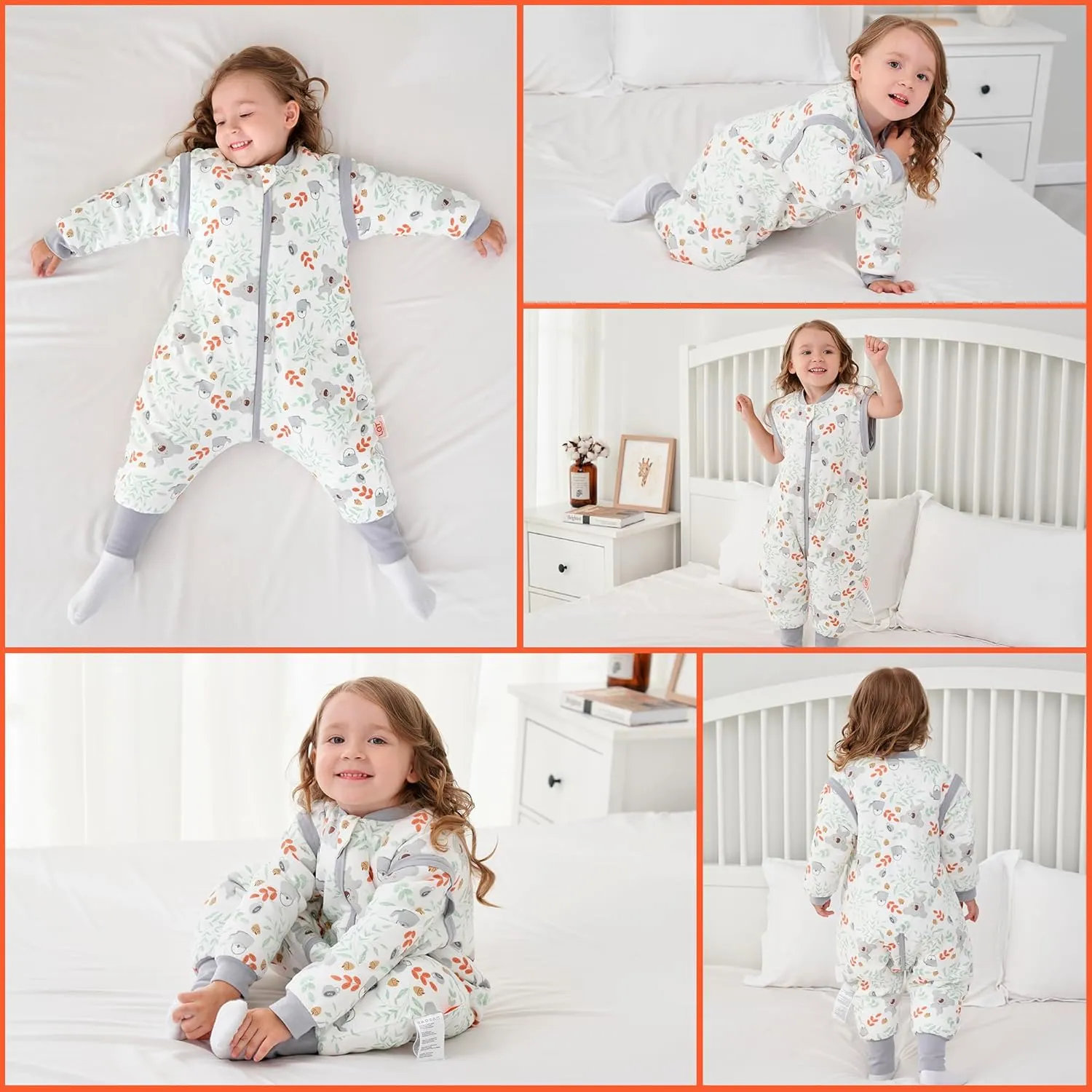 LAT Baby Sleep Bag with Feet Winter,3-way zipper Wearable Blanket,Warm Sack for Toddler Thicken 2.5 TOG-Removable Sleeves