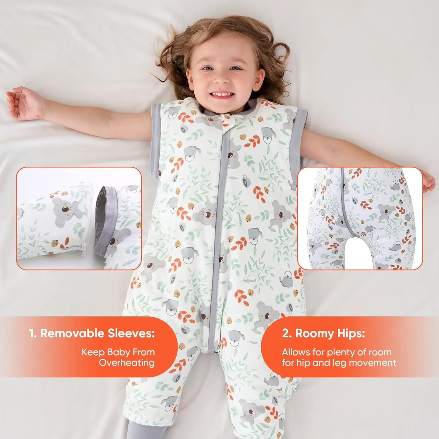 LAT Baby Sleep Bag with Feet Winter,3-way zipper Wearable Blanket,Warm Sack for Toddler Thicken 2.5 TOG-Removable Sleeves