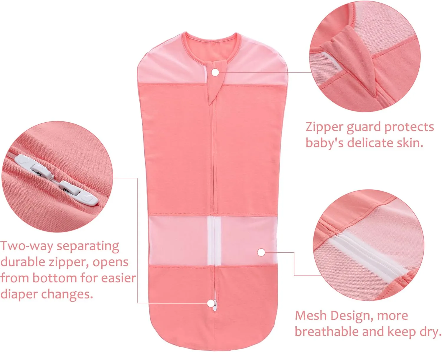 LAT Baby Sleep Sacks Cotton Breathable Swaddle Blankets for Summer 0-3 3-6 Months Baby Transition Sleep Bag