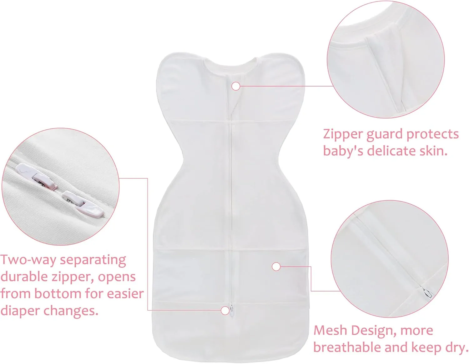 LAT Baby Sleep Sacks Cotton Breathable Swaddle Blankets for Summer 0-3 3-6 Months Baby Transition Sleep Bag