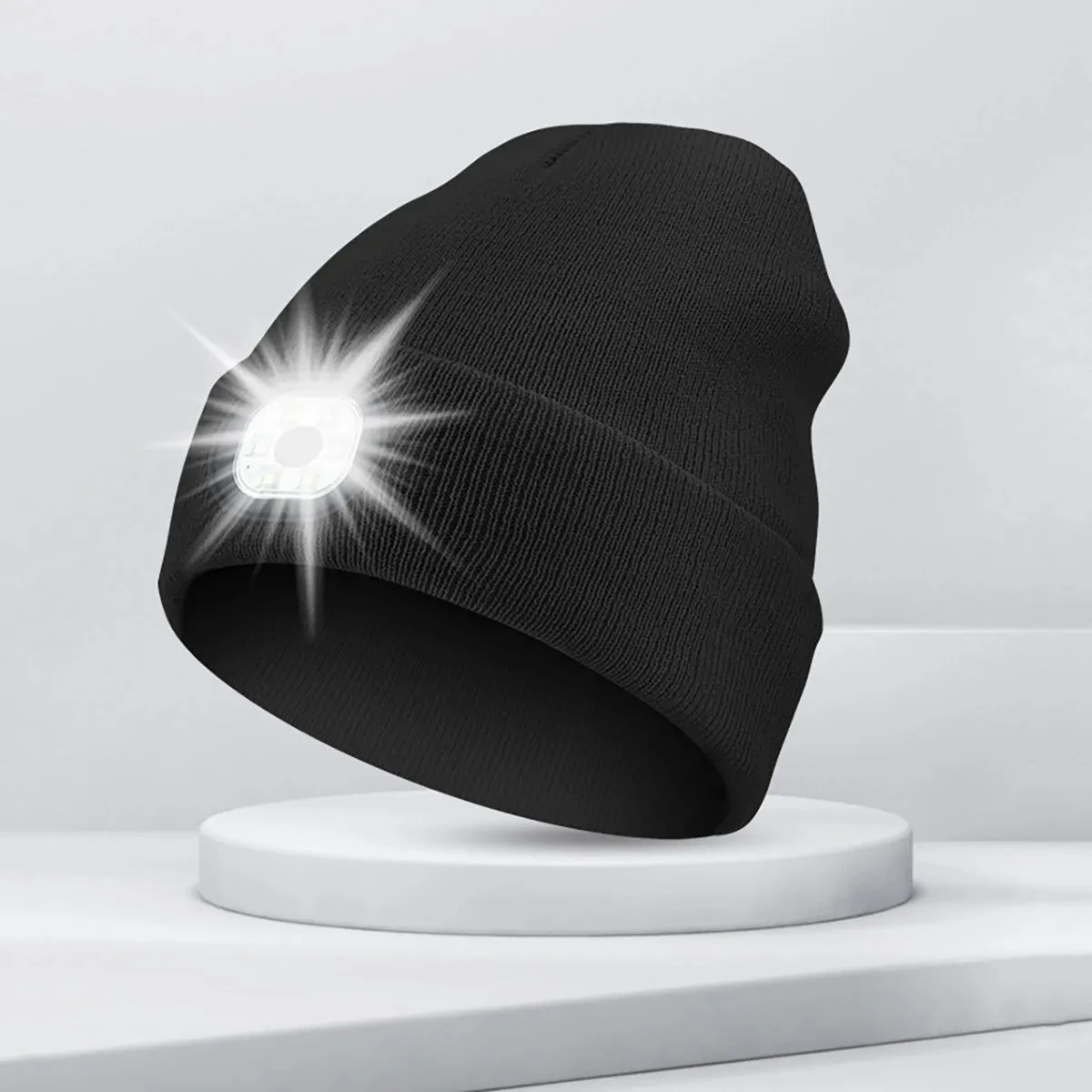 LED Beanie with The Light Unisex USB Rechargeable Headlamp Winter Knitted Cap Gifts For Men Dad Father USB Rechargeable Caps