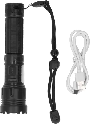 LED Flashlight 8000LM Super Bright, 1500m Range Zoomable, Aluminum Body, Multiple Lighting Modes, USB Type C Rechargeable, Handheld for Camping Hiking