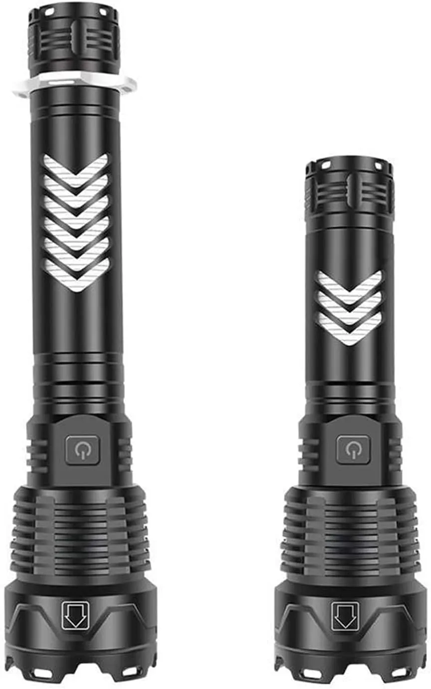 LED Flashlight Pack, Zoomable Tactical Flashlights with High Lumens and 5 Modes for Emergency and Outdoor Use -Camping Accessories (Size : Long)
