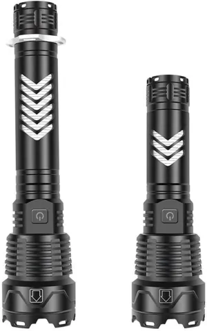 LED Flashlight Pack, Zoomable Tactical Flashlights with High Lumens and 5 Modes for Emergency and Outdoor Use -Camping Accessories (Size : Long)