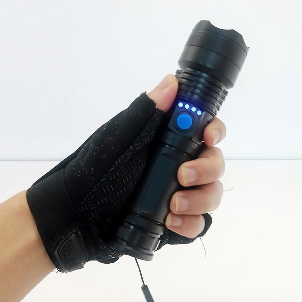 Led Flashlight Rechargeable And Usb Cable For Hiking Dog Walking