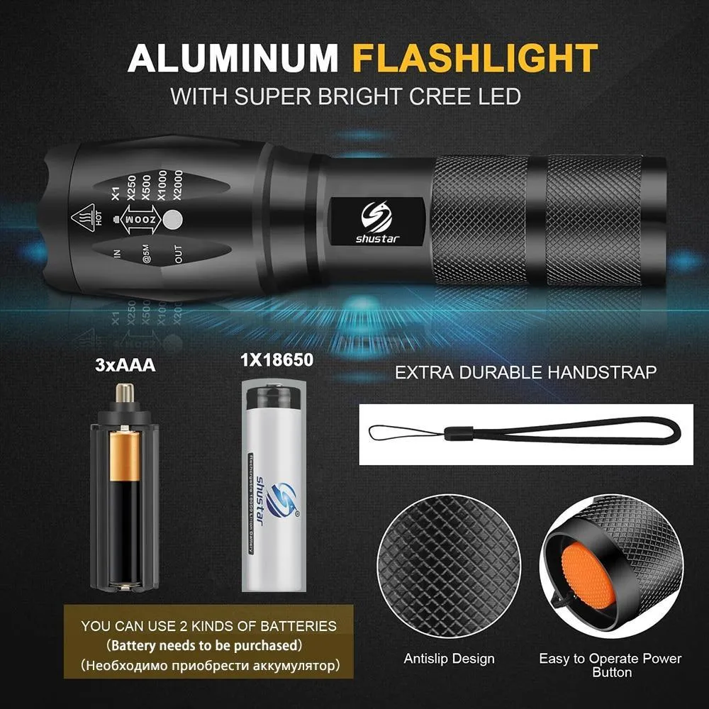 Led Flashlight Ultra Bright torch T6/L2/V6