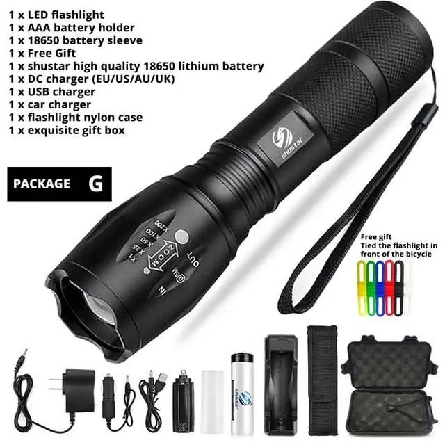 Led Flashlight Ultra Bright torch T6/L2/V6