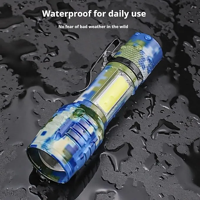 LED Flashlights -Camping Mini Pocket Flashlights with High Lumens, 60 Hour, Camouflage Zoomable Beam - Powerful, Bright,Light Weight Tactical Flash Light for Outdoo/Home