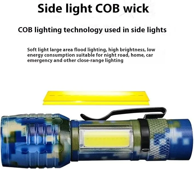 LED Flashlights -Camping Mini Pocket Flashlights with High Lumens, 60 Hour, Camouflage Zoomable Beam - Powerful, Bright,Light Weight Tactical Flash Light for Outdoo/Home