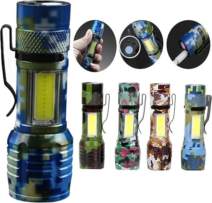 LED Flashlights -Camping Mini Pocket Flashlights with High Lumens, 60 Hour, Camouflage Zoomable Beam - Powerful, Bright,Light Weight Tactical Flash Light for Outdoo/Home