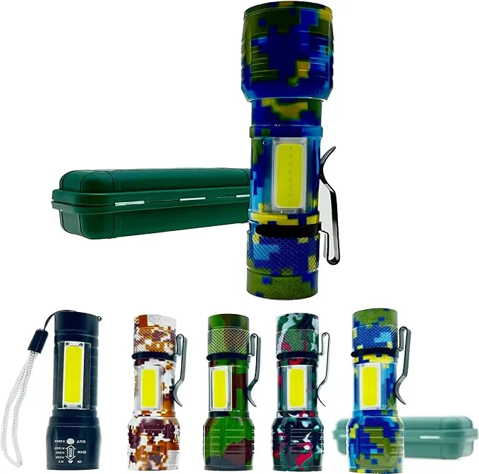 LED Flashlights -Camping Mini Pocket Flashlights with High Lumens, 60 Hour, Camouflage Zoomable Beam - Powerful, Bright,Light Weight Tactical Flash Light for Outdoo/Home