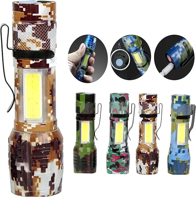 LED Flashlights -Camping Mini Pocket Flashlights with High Lumens, 60 Hour, Camouflage Zoomable Beam - Powerful, Bright,Light Weight Tactical Flash Light for Outdoo/Home